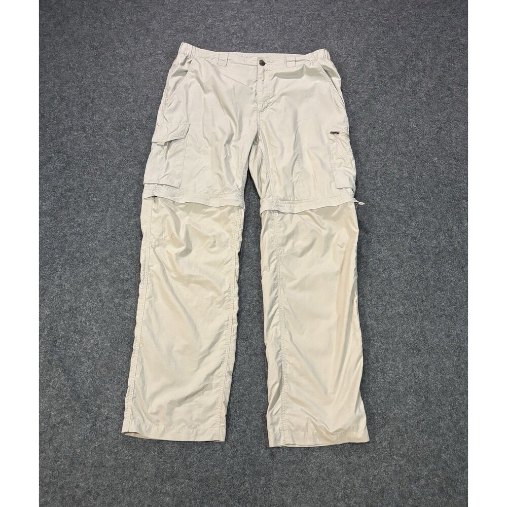Columbia Omni-Shade Convertible Cargo Pants Men Size 36x32 Hiking Zip-Off Khaki